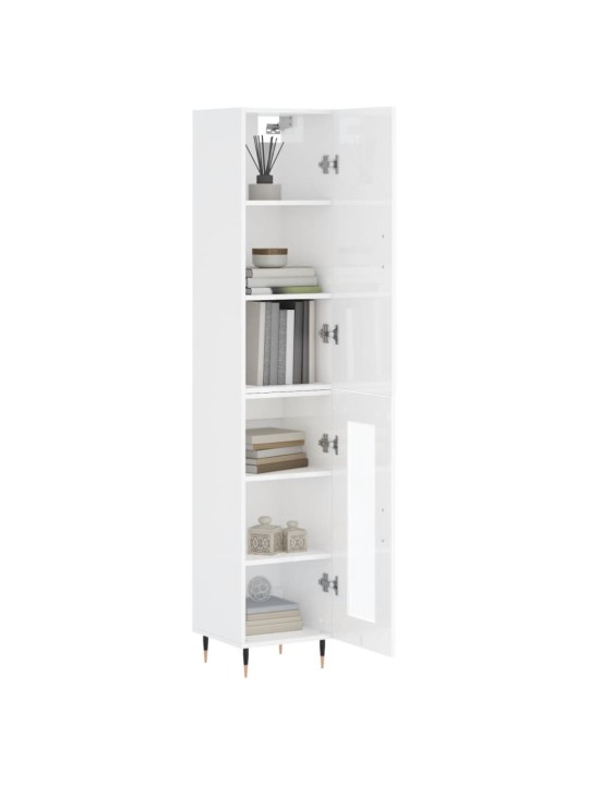 Skříň highboard bílá s vysokým leskem 34,5x34x180 cm kompozit