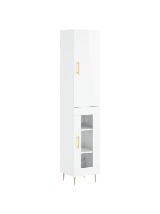 Skříň highboard bílá s vysokým leskem 34,5x34x180 cm kompozit
