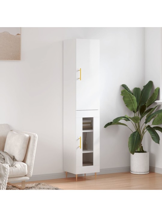 Skříň highboard bílá s vysokým leskem 34,5x34x180 cm kompozit