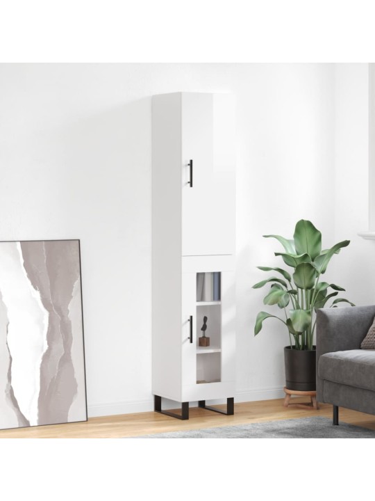 Skříň highboard bílá s vysokým leskem 34,5x34x180 cm kompozit