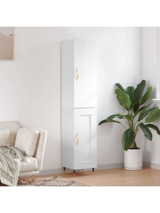 Skříň highboard bílá s vysokým leskem 34,5x34x180 cm kompozit