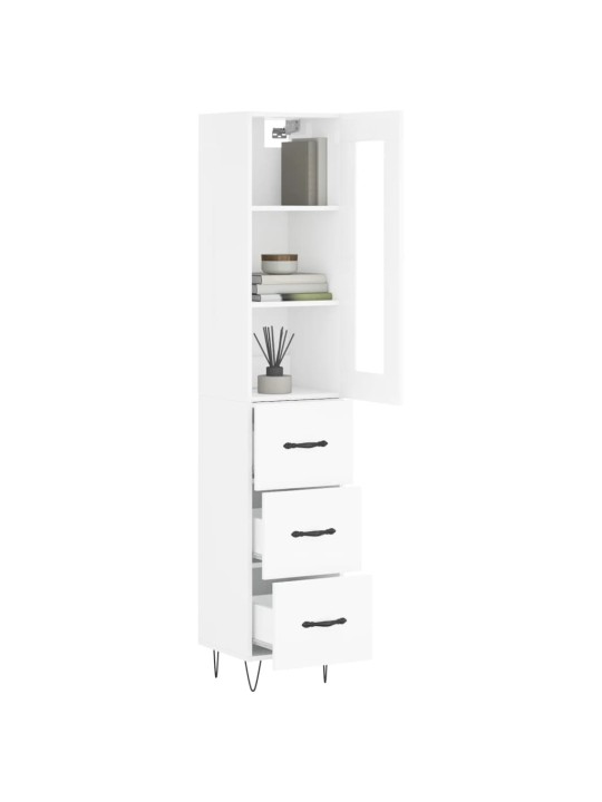 Skříň highboard bílá s vysokým leskem 34,5x34x180 cm kompozit