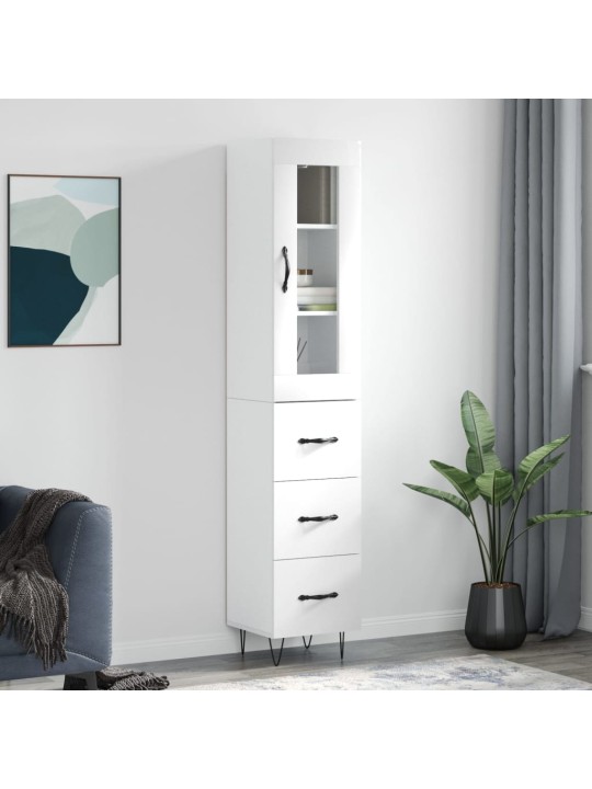 Skříň highboard bílá s vysokým leskem 34,5x34x180 cm kompozit