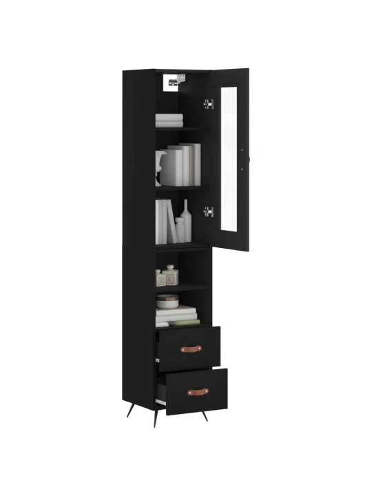 Skříň highboard černá 34,5 x 34 x 180 cm kompozitní dřevo