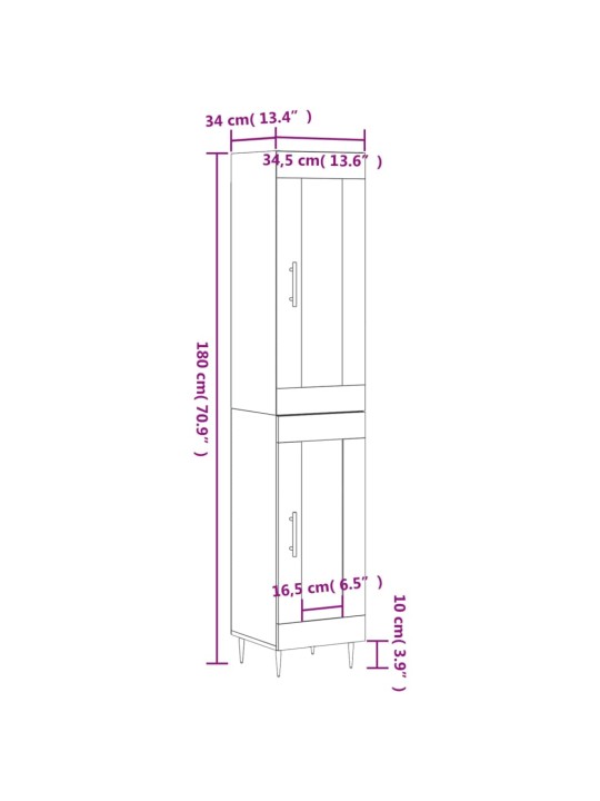 Skříň highboard betonově šedá 34,5x34x180 cm kompozitní dřevo