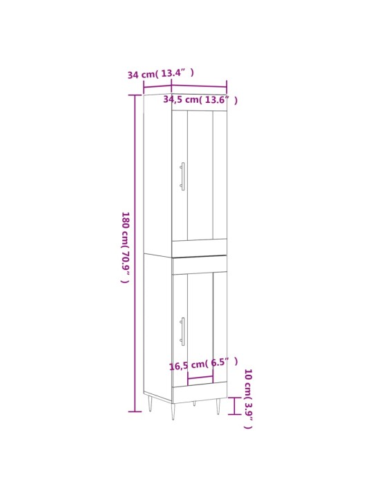 Skříň highboard šedá sonoma 34,5 x 34 x 180 cm kompozitní dřevo