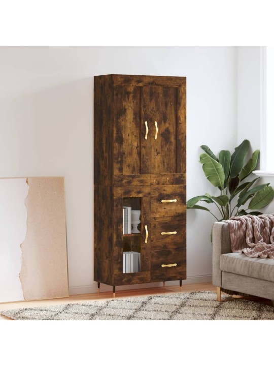 Skříň highboard kouřový dub 69,5 x 34 x 180 cm kompozitní dřevo