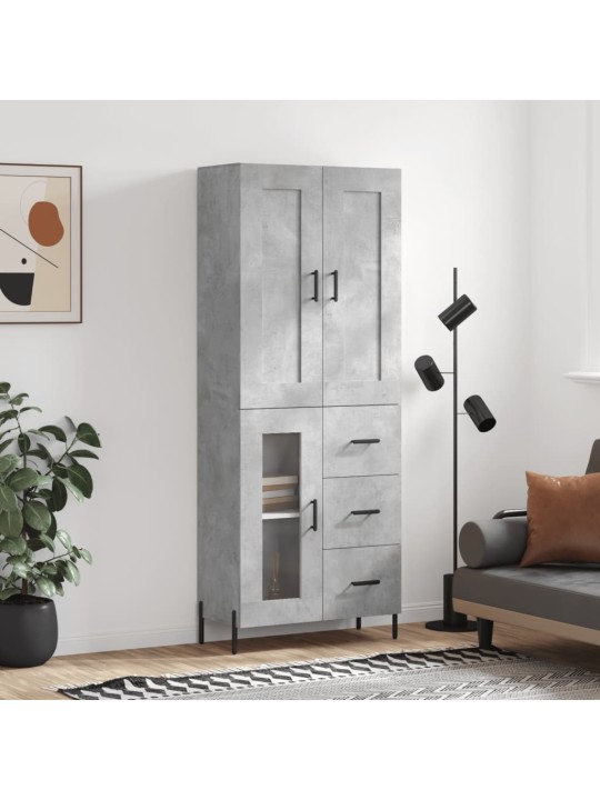 Skříň highboard betonově šedá 69,5x34x180 cm kompozitní dřevo