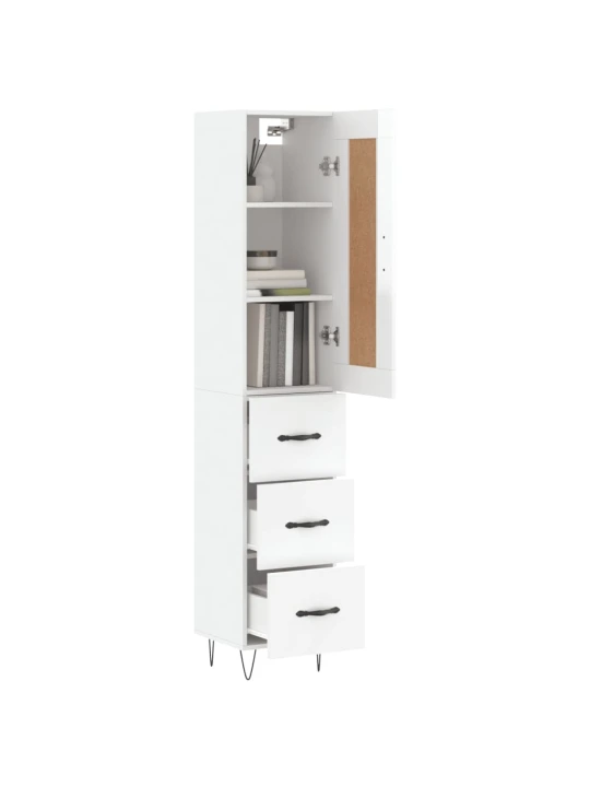 Skříň highboard bílá s vysokým leskem 34,5x34x180 cm kompozit