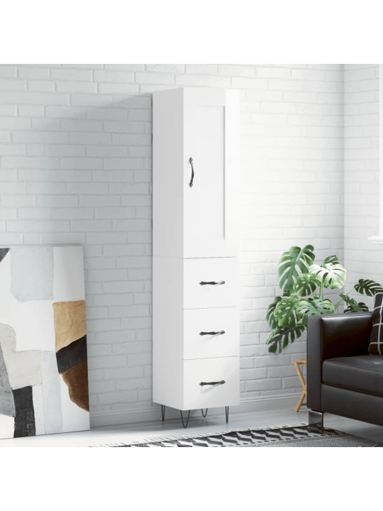 Skříň highboard bílá s vysokým leskem 34,5x34x180 cm kompozit