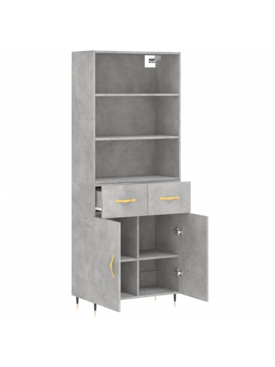 Skříň highboard betonově šedá 69,5x34x180 cm kompozitní dřevo