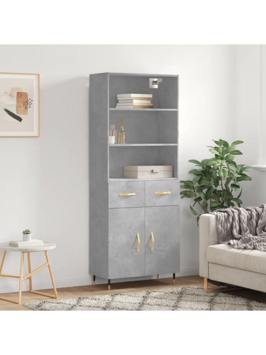 Skříň highboard betonově šedá 69,5x34x180 cm kompozitní dřevo