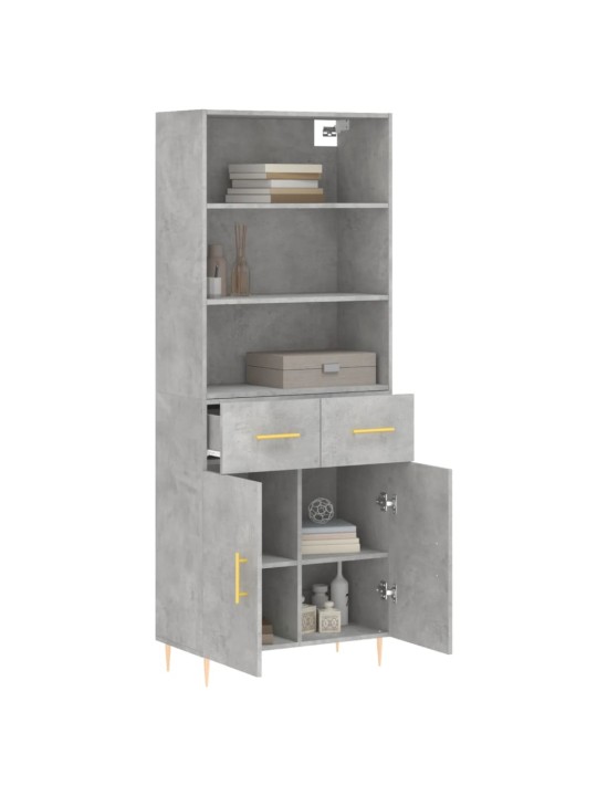 Skříň highboard betonově šedá 69,5x34x180 cm kompozitní dřevo