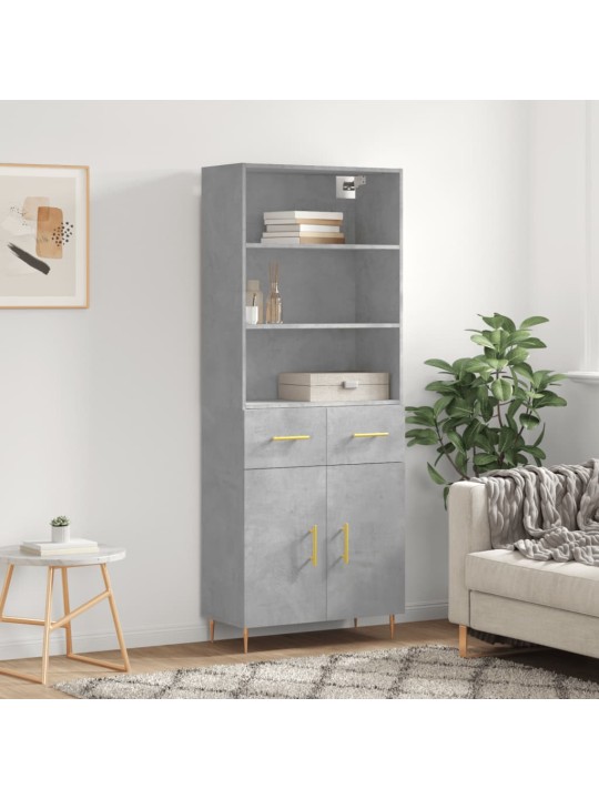 Skříň highboard betonově šedá 69,5x34x180 cm kompozitní dřevo