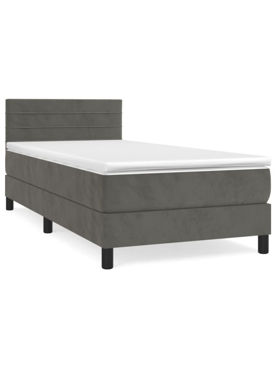 Box spring postel s matrací tmavě šedá 90x190 cm samet