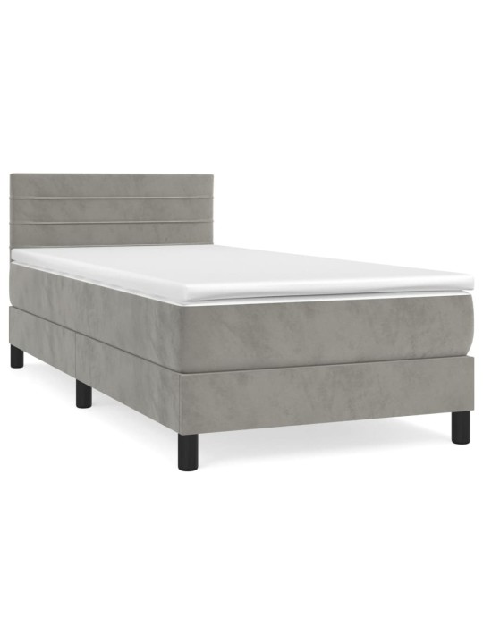 Box spring postel s matrací světle šedá 90x200 cm samet