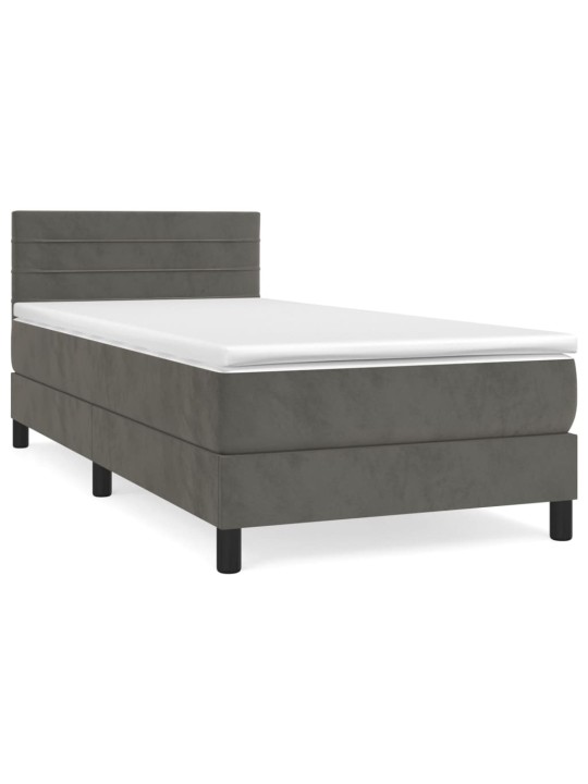 Box spring postel s matrací tmavě šedá 90x200 cm samet