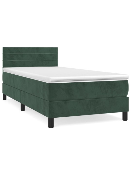 Box spring postel s matrací tmavě zelená 90x200 cm samet