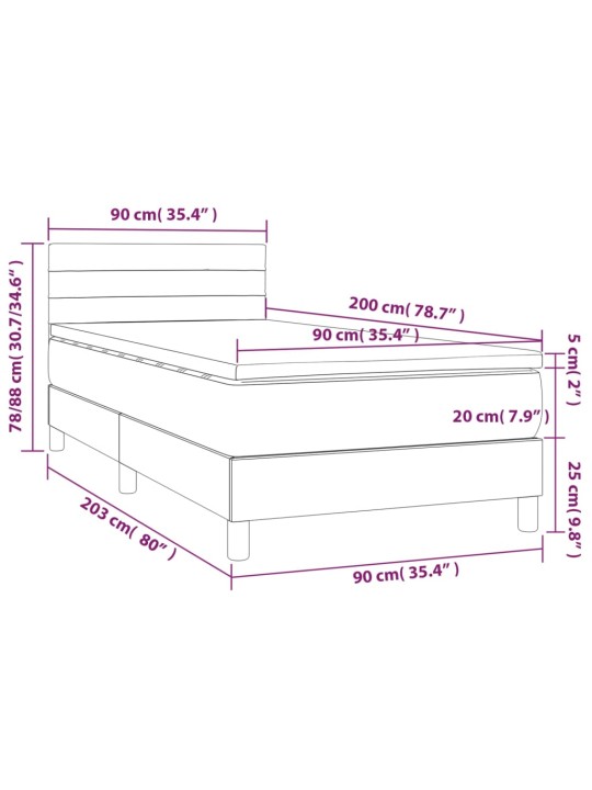 Box spring postel s matrací tmavě zelená 90x200 cm samet