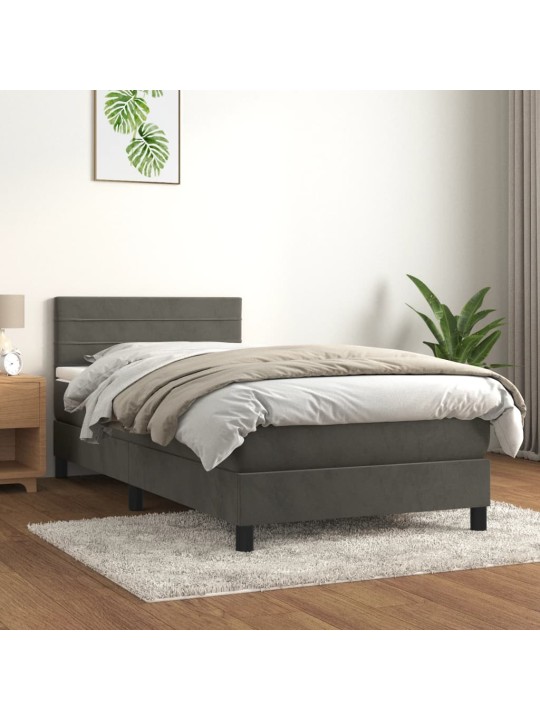 Box spring postel s matrací tmavě šedá 100x200 cm samet