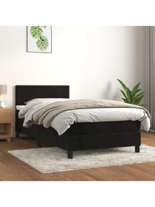 Box spring postel s matrací černá 100x200 cm samet