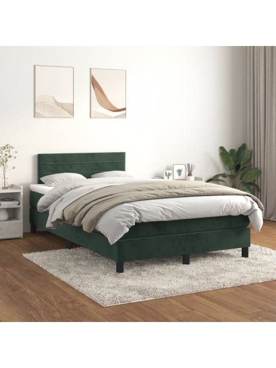 Box spring postel s matrací tmavě zelená 120 x 200 cm samet
