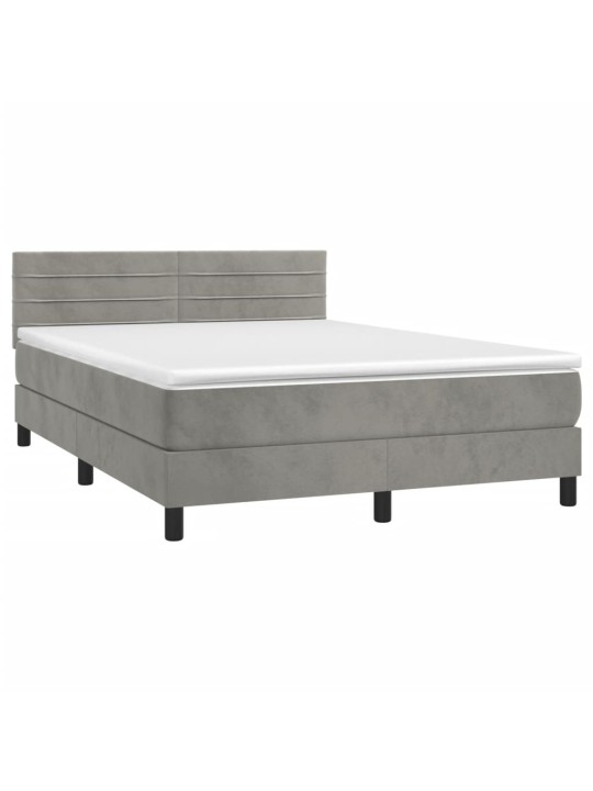 Box spring postel s matrací světle šedá 140x190 cm samet