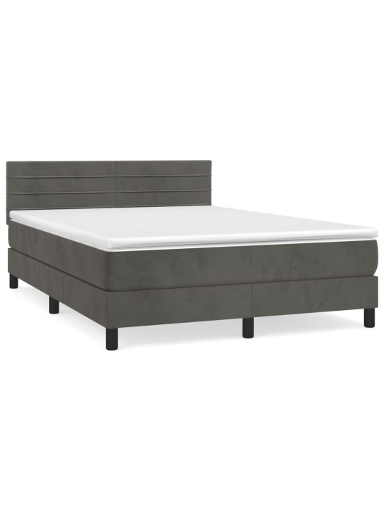 Box spring postel s matrací tmavě šedý 140 x 190 cm samet