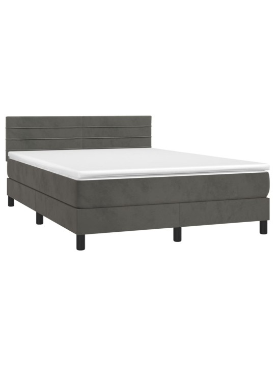 Box spring postel s matrací tmavě šedý 140 x 190 cm samet