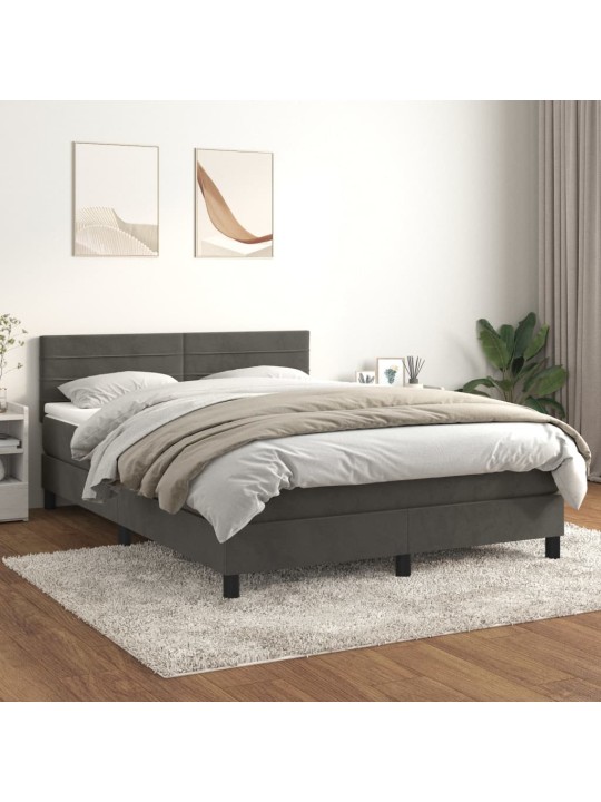 Box spring postel s matrací tmavě šedý 140 x 190 cm samet