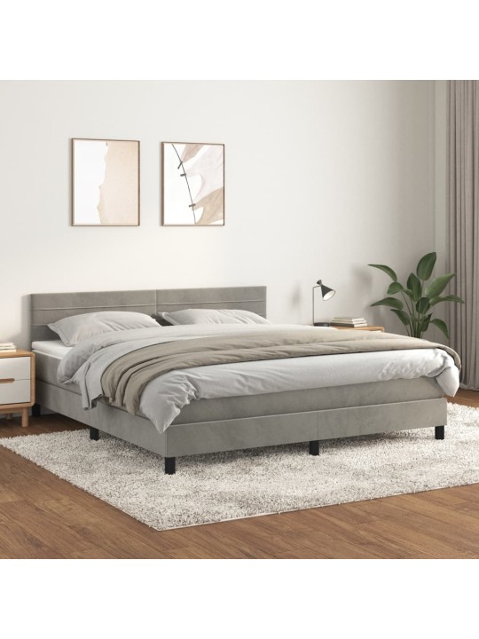 Box spring postel s matrací světle šedá 180x200 cm samet
