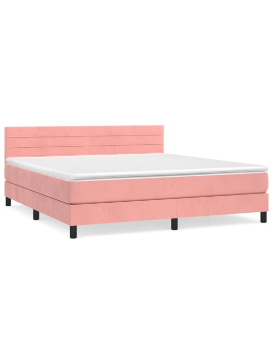 Box spring postel s matrací růžová 180x200 cm samet