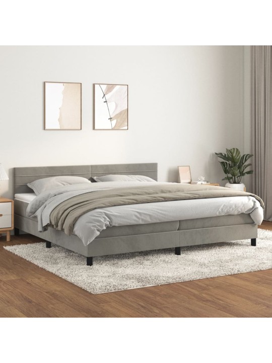 Box spring postel s matrací světle šedá 200x200 cm samet
