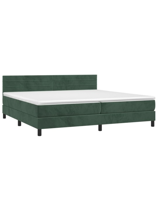 Box spring postel s matrací tmavě zelená 200x200 cm samet