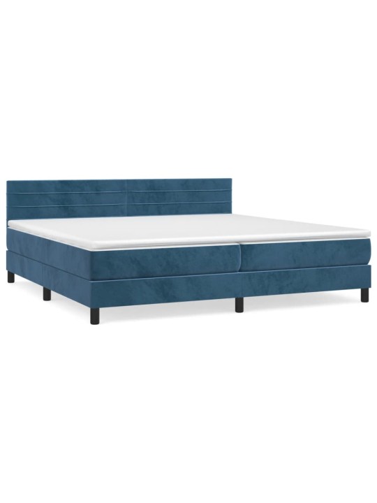 Box spring postel s matrací tmavě modrá 200x200 cm samet