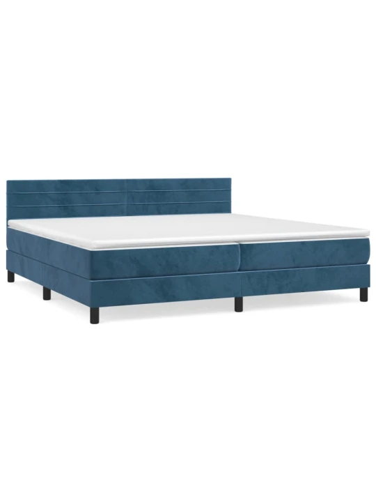 Box spring postel s matrací tmavě modrá 200x200 cm samet