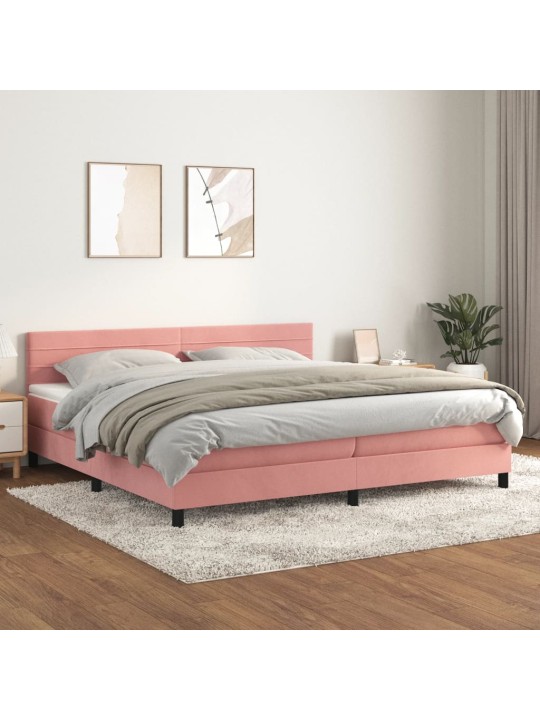 Box spring postel s matrací růžová 200x200 cm samet