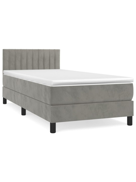 Box spring postel s matrací světle šedá 90x190 cm samet