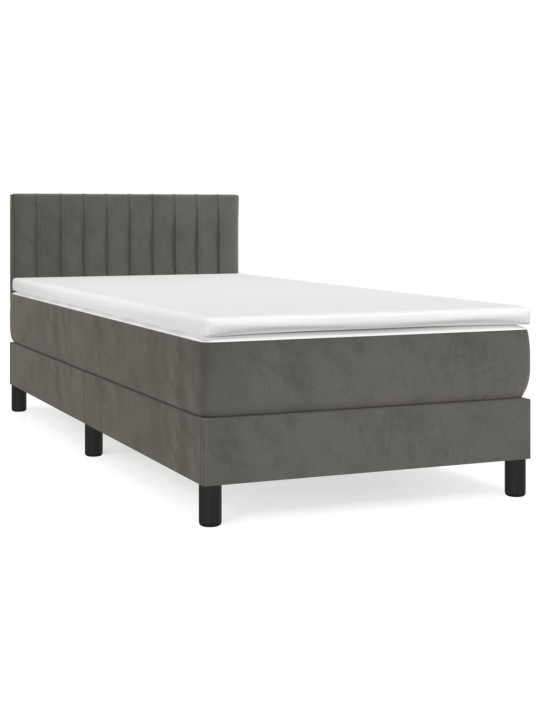 Box spring postel s matrací tmavě šedá 90x200 cm samet