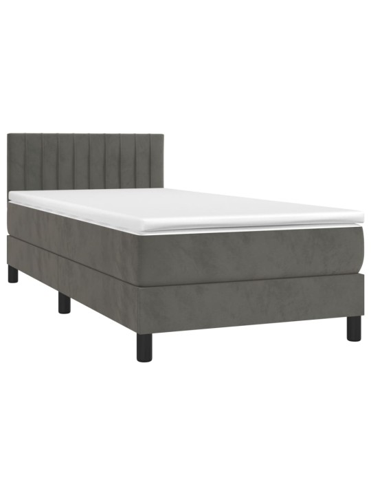 Box spring postel s matrací tmavě šedá 90x200 cm samet