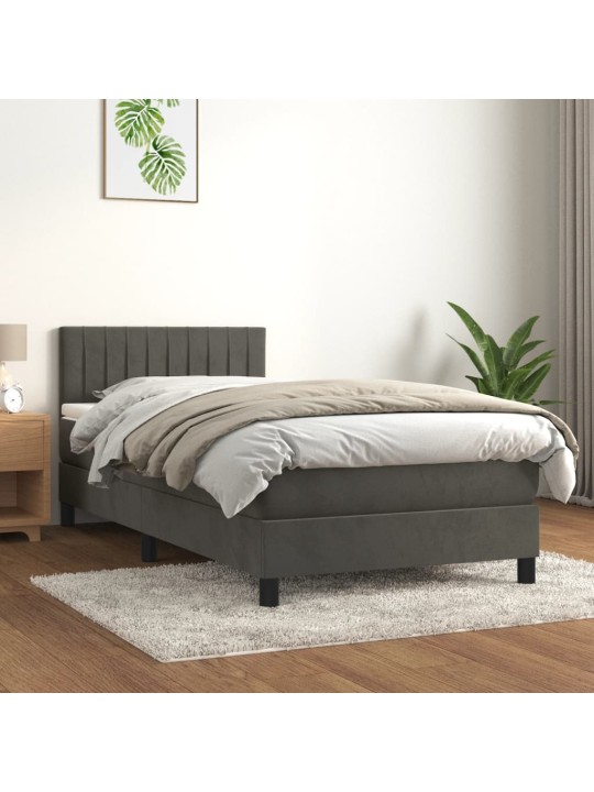 Box spring postel s matrací tmavě šedá 90x200 cm samet