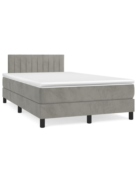 Box spring postel s matrací světle šedá 120 x 200 cm samet
