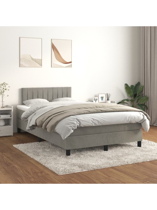 Box spring postel s matrací světle šedá 120 x 200 cm samet