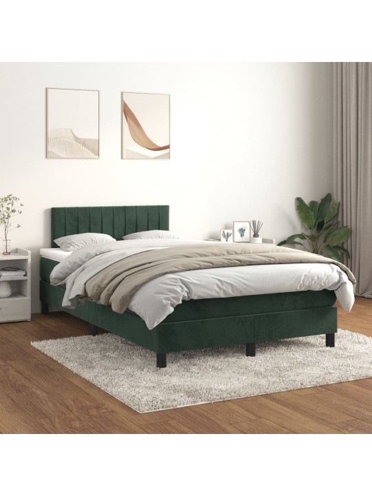 Box spring postel s matrací tmavě zelená 120 x 200 cm samet