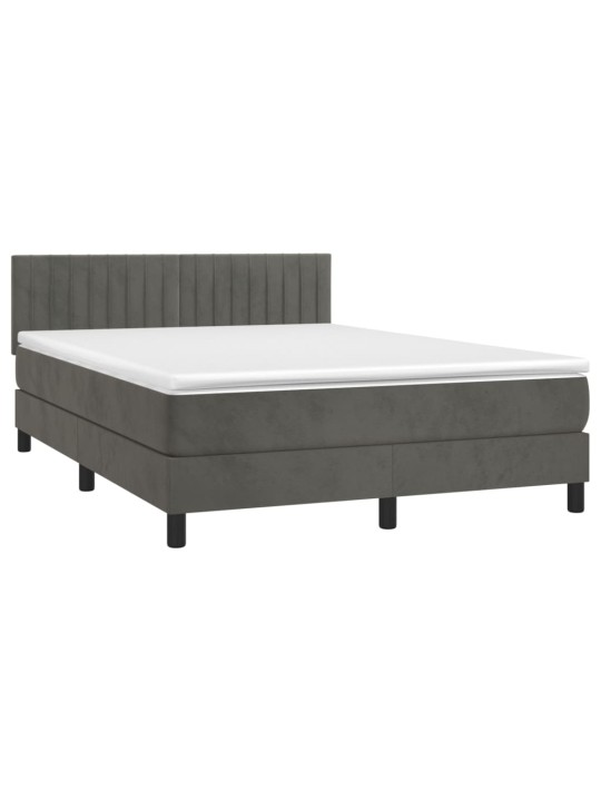 Box spring postel s matrací tmavě šedý 140 x 190 cm samet