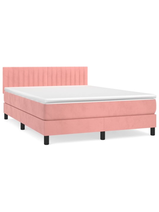 Box spring postel s matrací růžová 140x190 cm samet