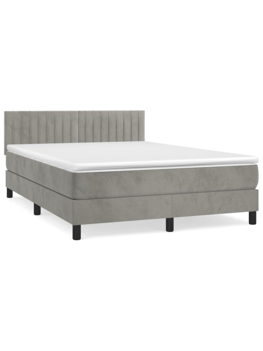 Box spring postel s matrací světle šedá 140x200 cm samet