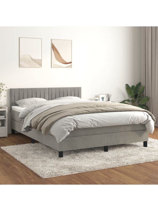 Box spring postel s matrací světle šedá 140x200 cm samet