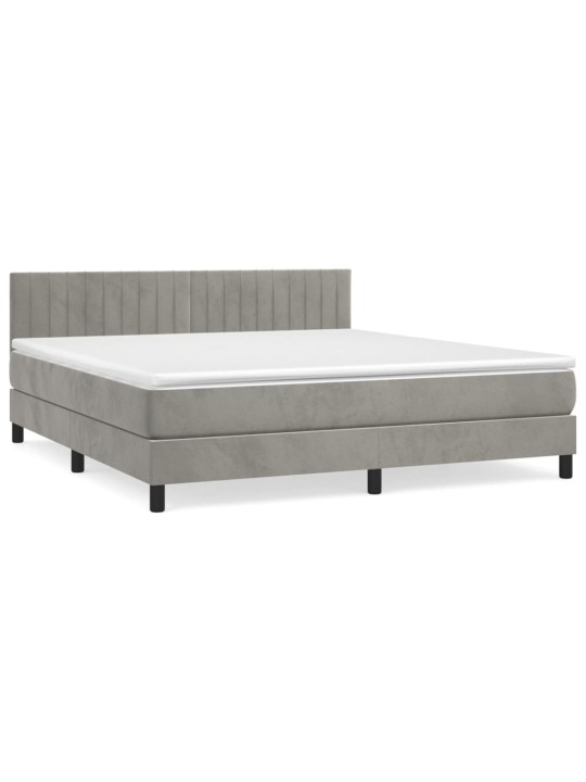 Box spring postel s matrací světle šedá 160x200 cm samet