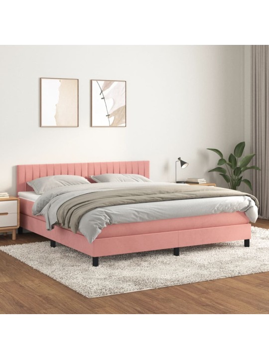 Box spring postel s matrací růžová 160x200 cm samet